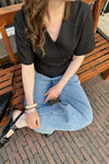 Simmo Eyelet Blouse - Zwart