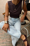Liblana Mesh Top - Donker Bruin
