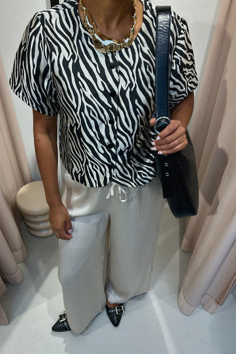 Sebba Satijnen Pantalon - Beige