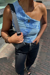 Florini Bloemen Mesh Top - Blauw