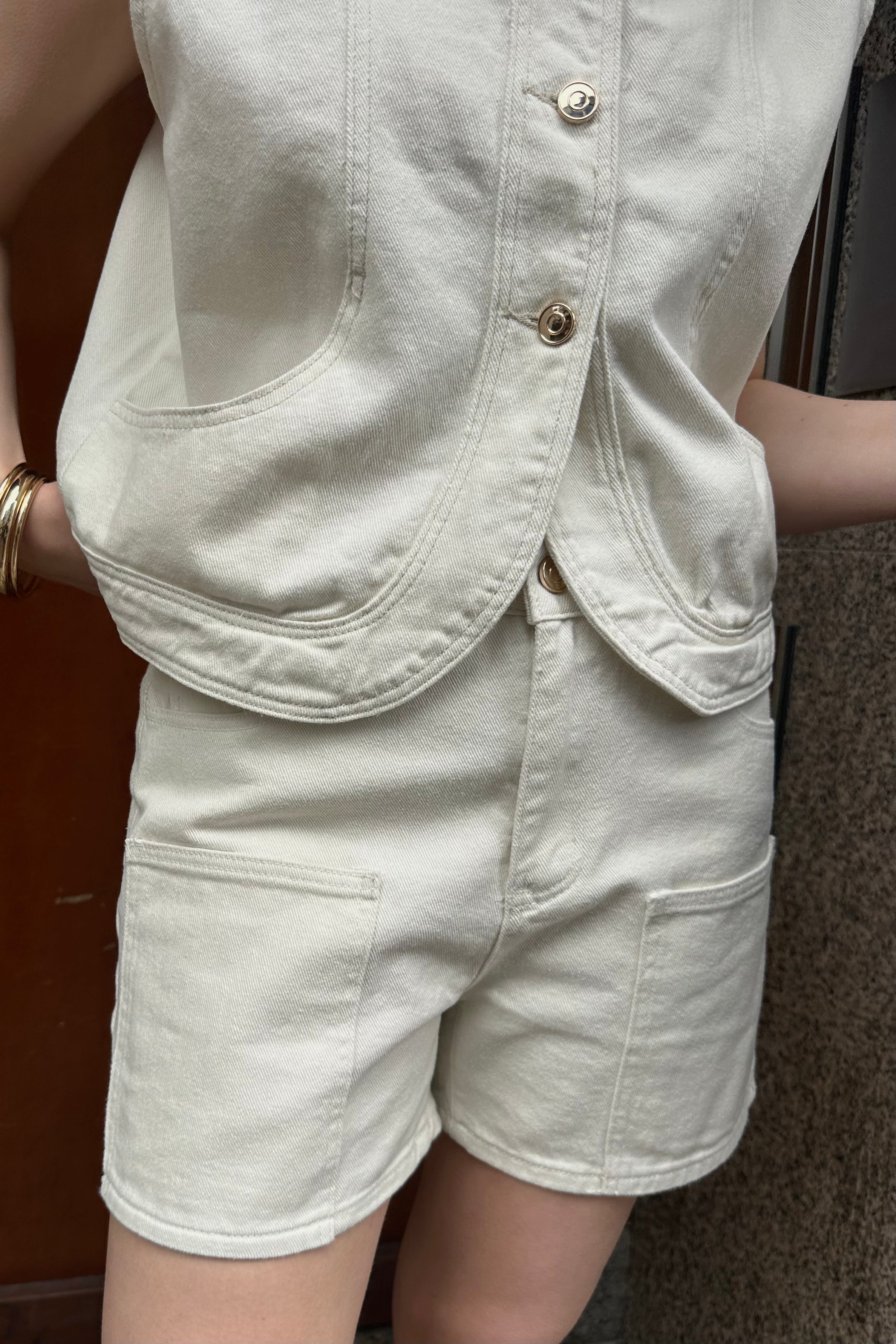 Riki Denim Short - Ecru
