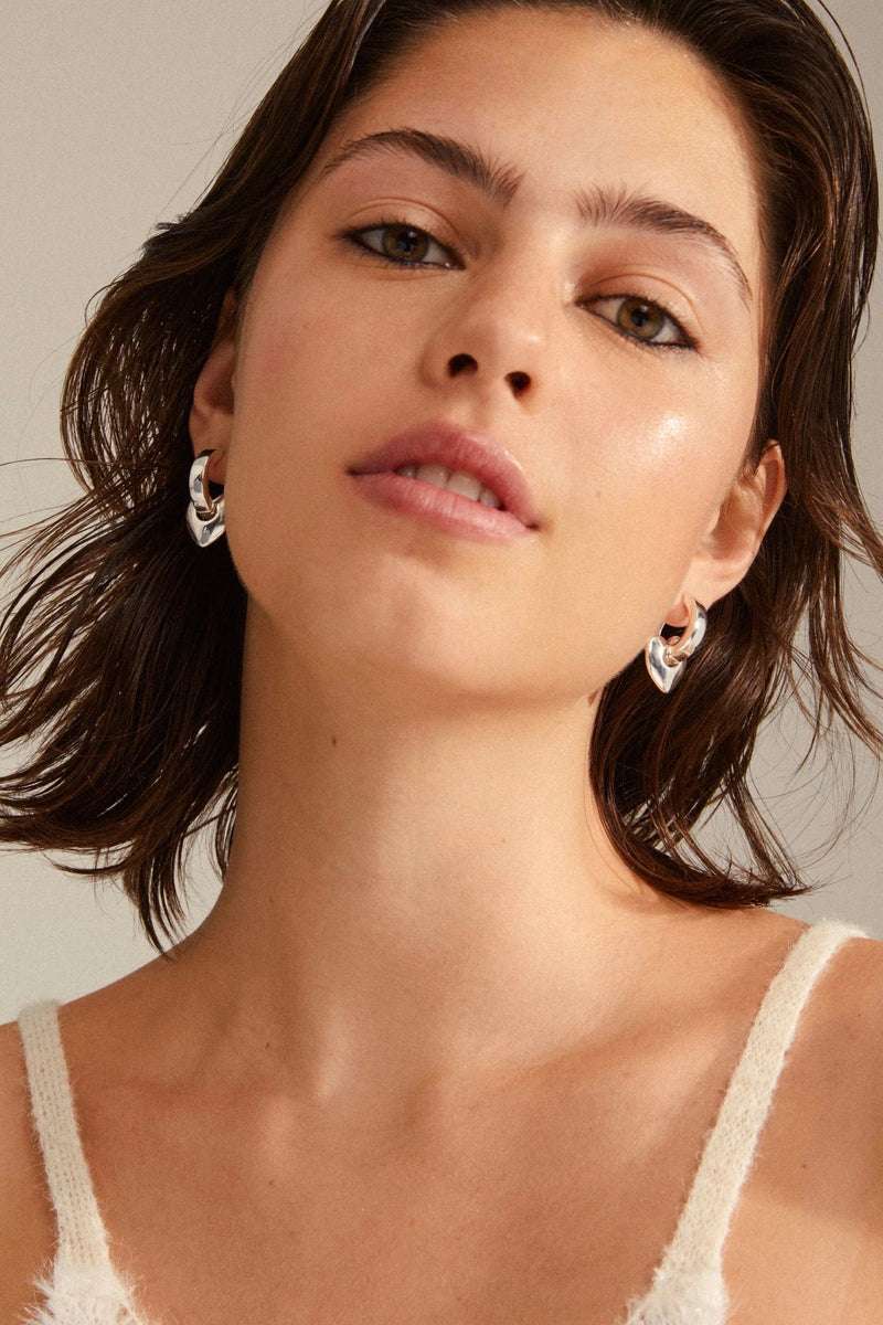Wave Chunky Hoops - Silver