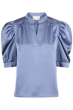 Roella Heavy Sateen Blouse - Smoke Blue