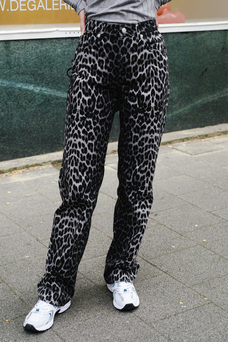 Simona Leopard Jeans - Grijs Luipaard