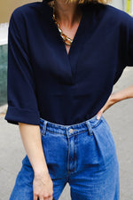 Luma Crepe Blouse - Navy