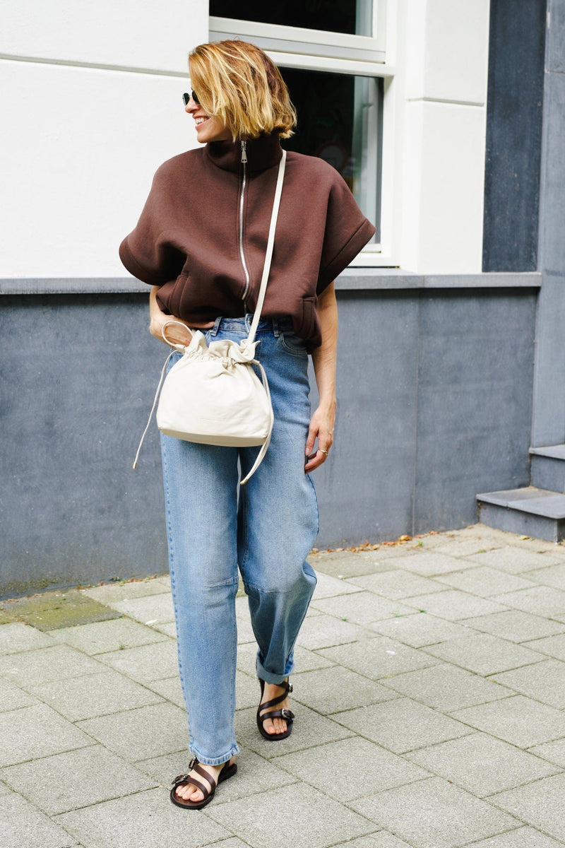 Kyana Korte Mouwen Sweatshirt - Donkerbruin