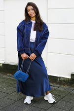 Vicky Heavy Satijnen Rok - Donker Blauw