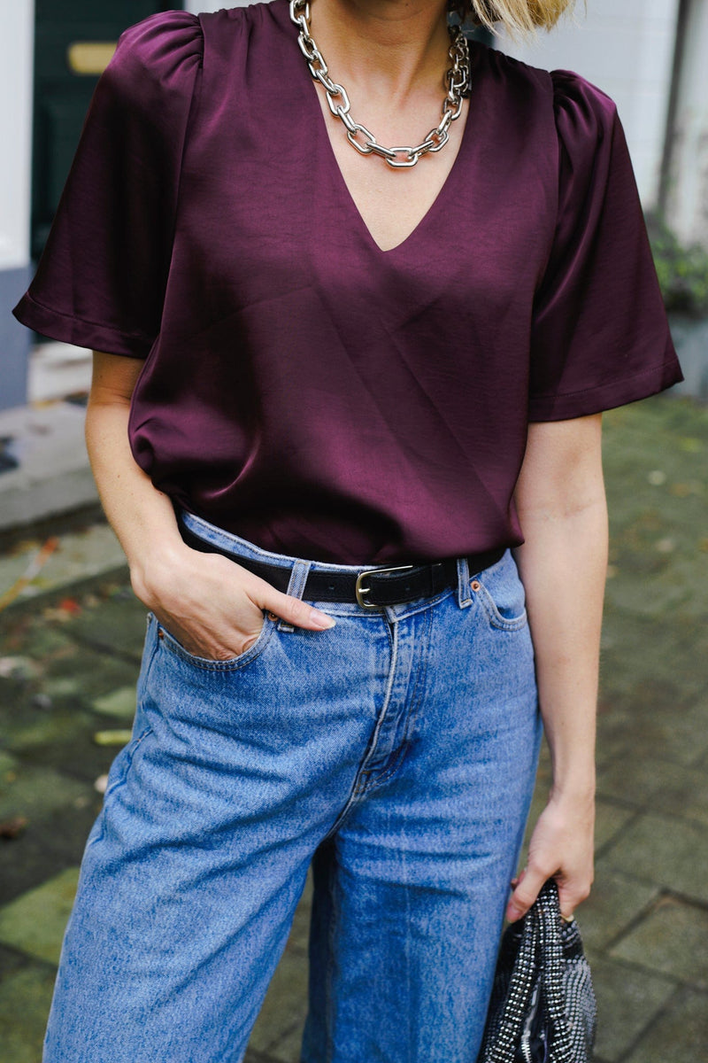 Largo Satijnen Blouse - Bordeaux