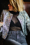 Boucle Sequin Jacket Zwart/Wit