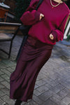 Vicky Heavy Satijnen Rok - Burgundy