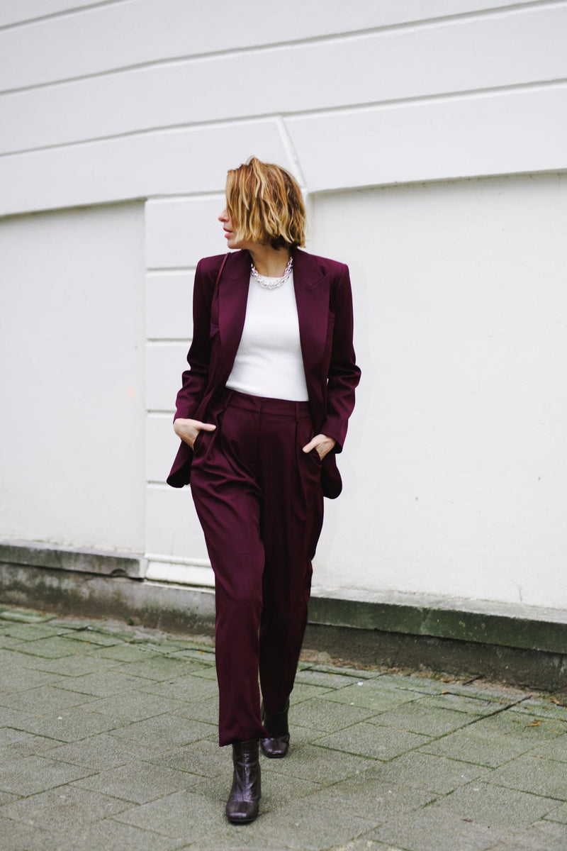 Premiere Pleated Pantalon - Amarone Rood