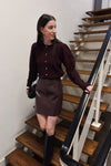 Hemie Faux Leren Rok - Bordeaux