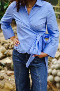 SLFAviana Wrap Blouse - Blauw