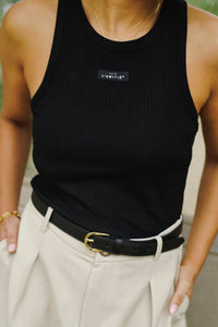 Rib Badge Tank - Zwart