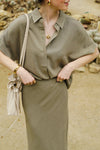 SLFViva Cropped blouse - Khaki