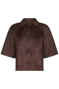 Editta Faux Suede Jacket - Donker Bruin