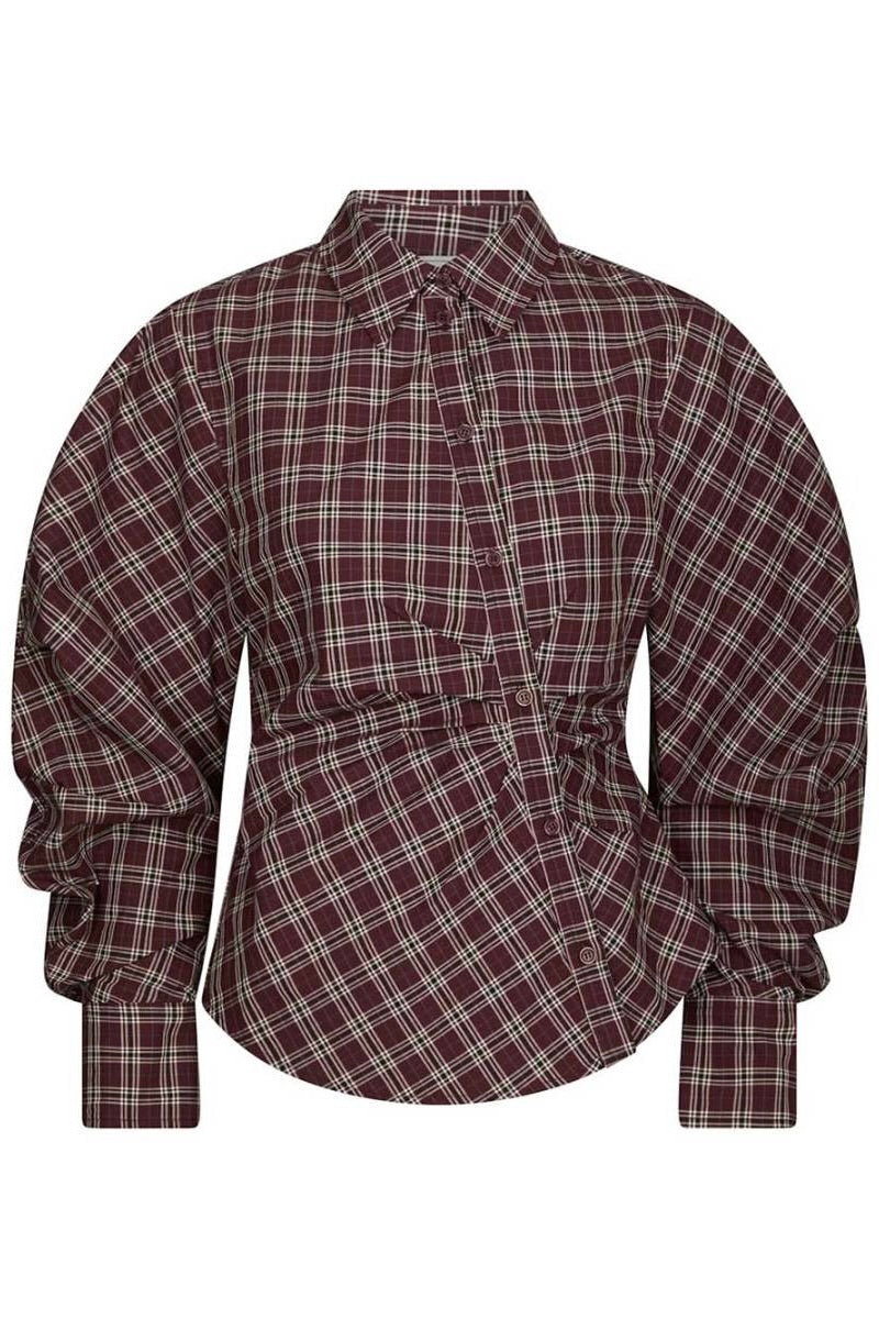 Neoella Check Blouse - Plum