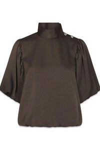 Parisa Heavy Satijnen Blouse - Donker Bruin