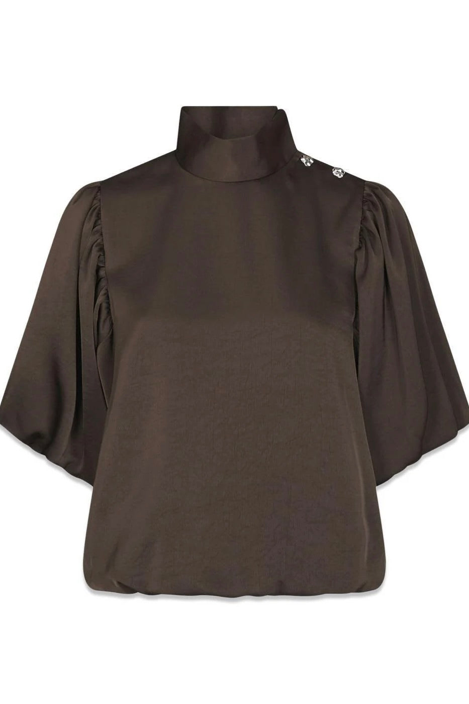 Parisa Heavy Satijnen Blouse - Donker Bruin