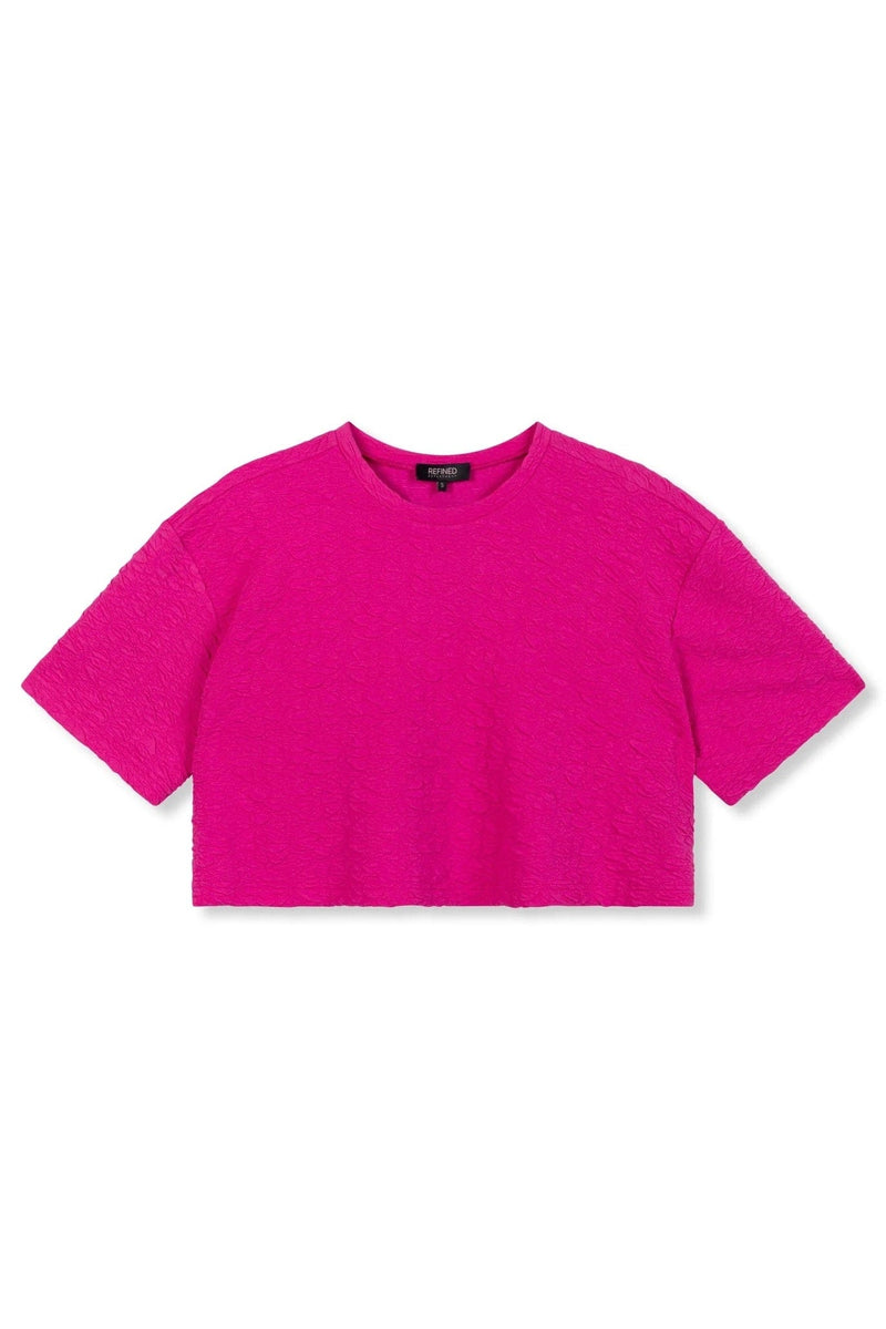 Clara Gebreid Cropped T-shirt - Fuchsia