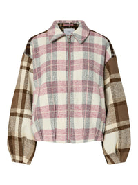 YASRuby Geruite Bomber Jas - Creme