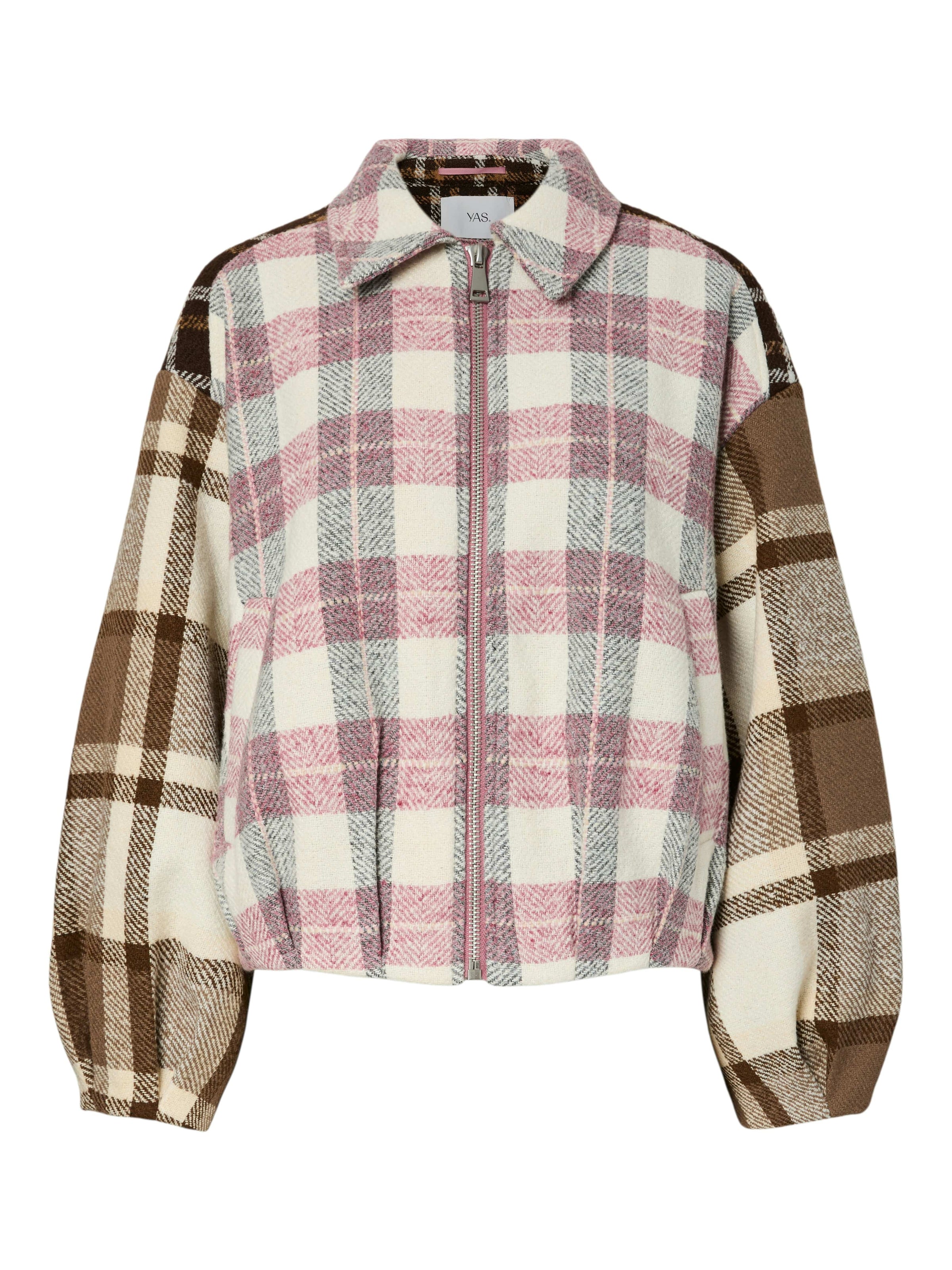 YASRuby Geruite Bomber Jas - Creme