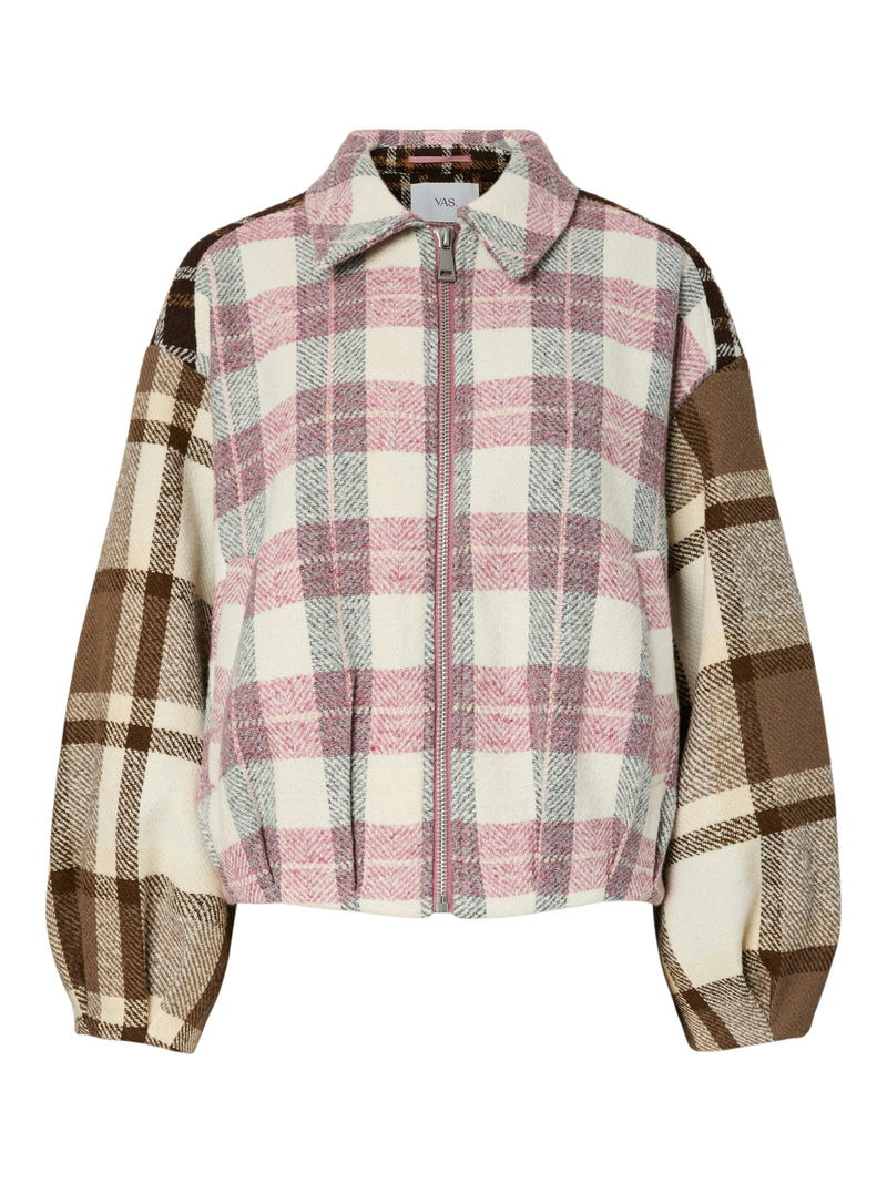 YASRuby Geruite Bomber Jas - Creme