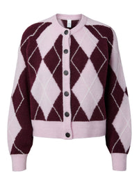 YASJohi Geruit Vest - Roze/Bordeaux