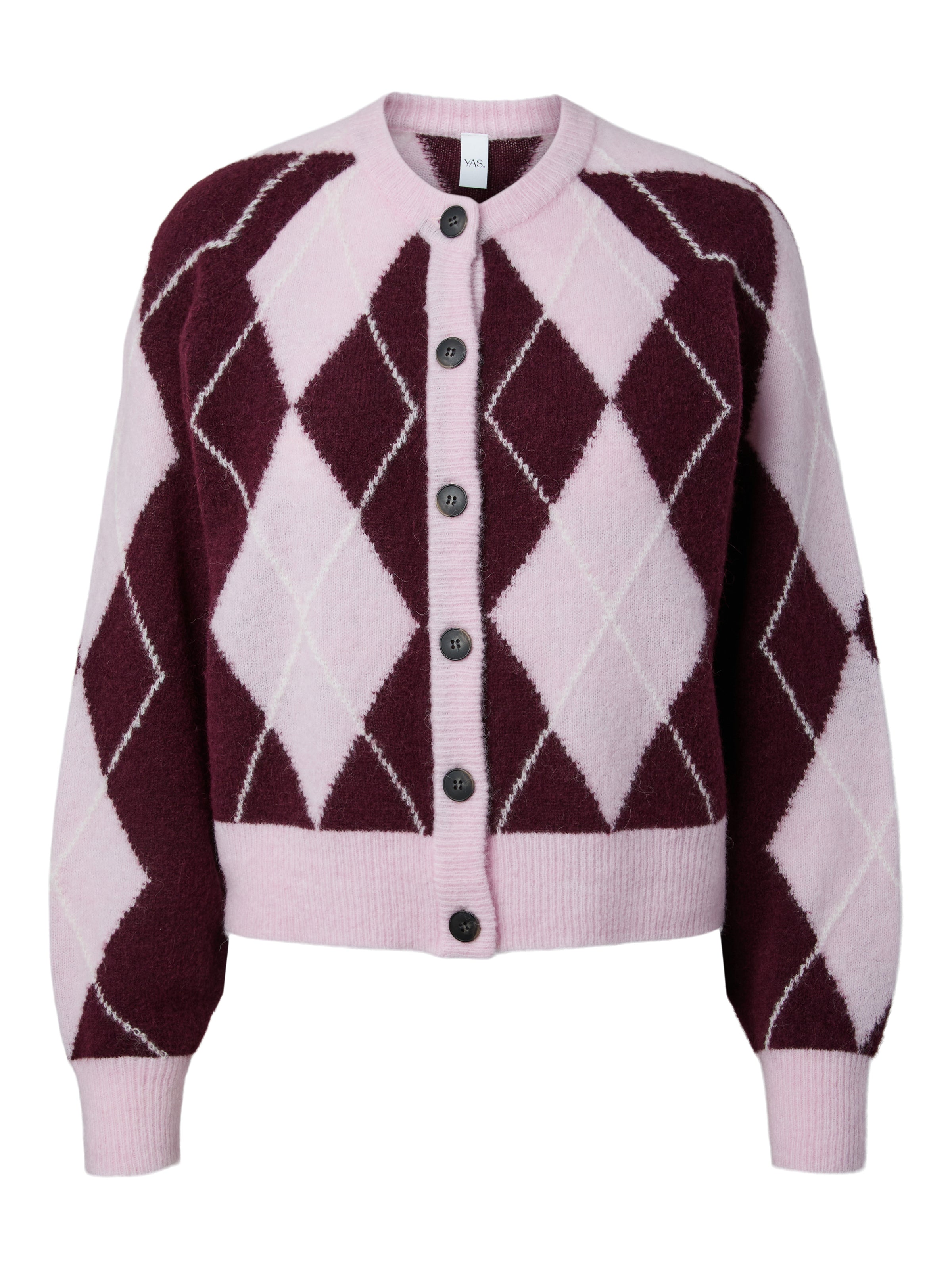YASJohi Geruit Vest - Roze/Bordeaux
