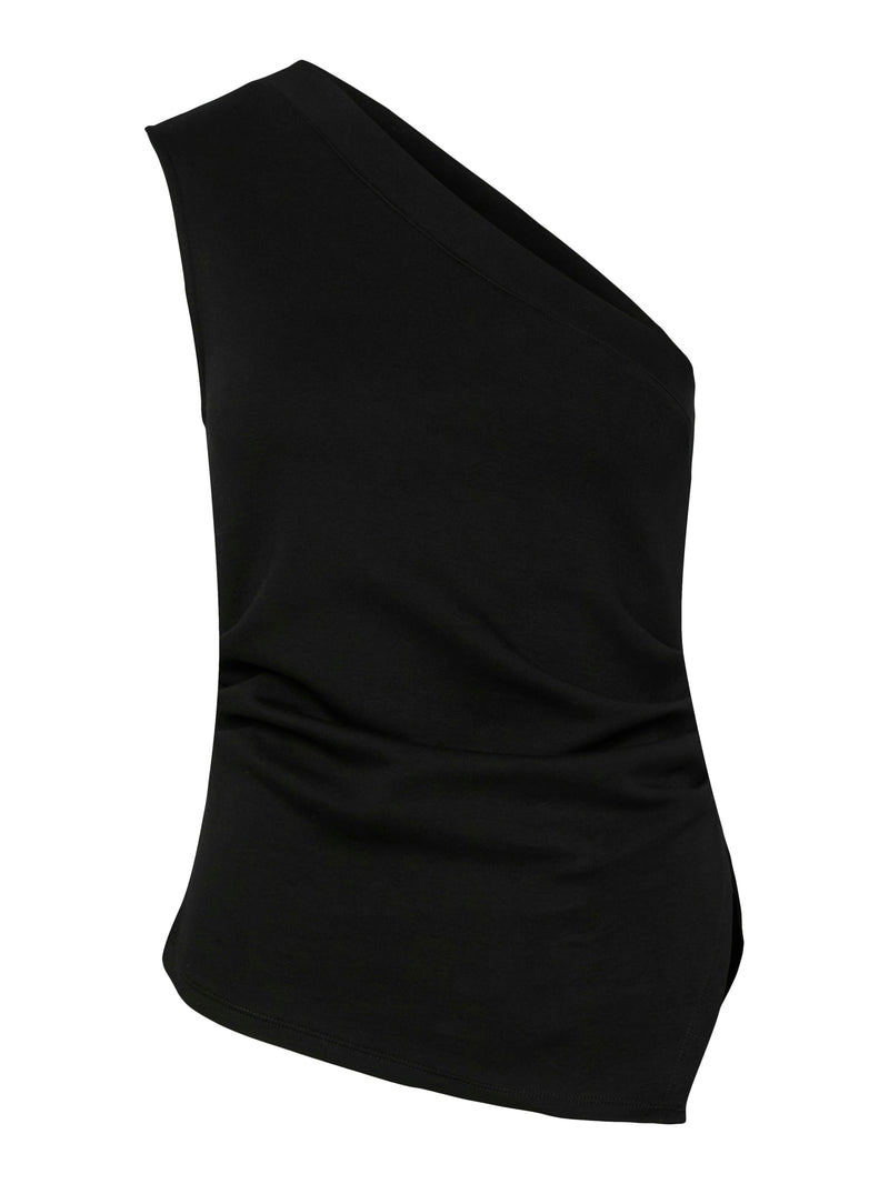 YASVenice One Shoulder Top - Zwart