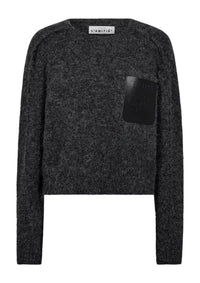 Darcia Reverse Crop Pocket Trui - Donkergrijs