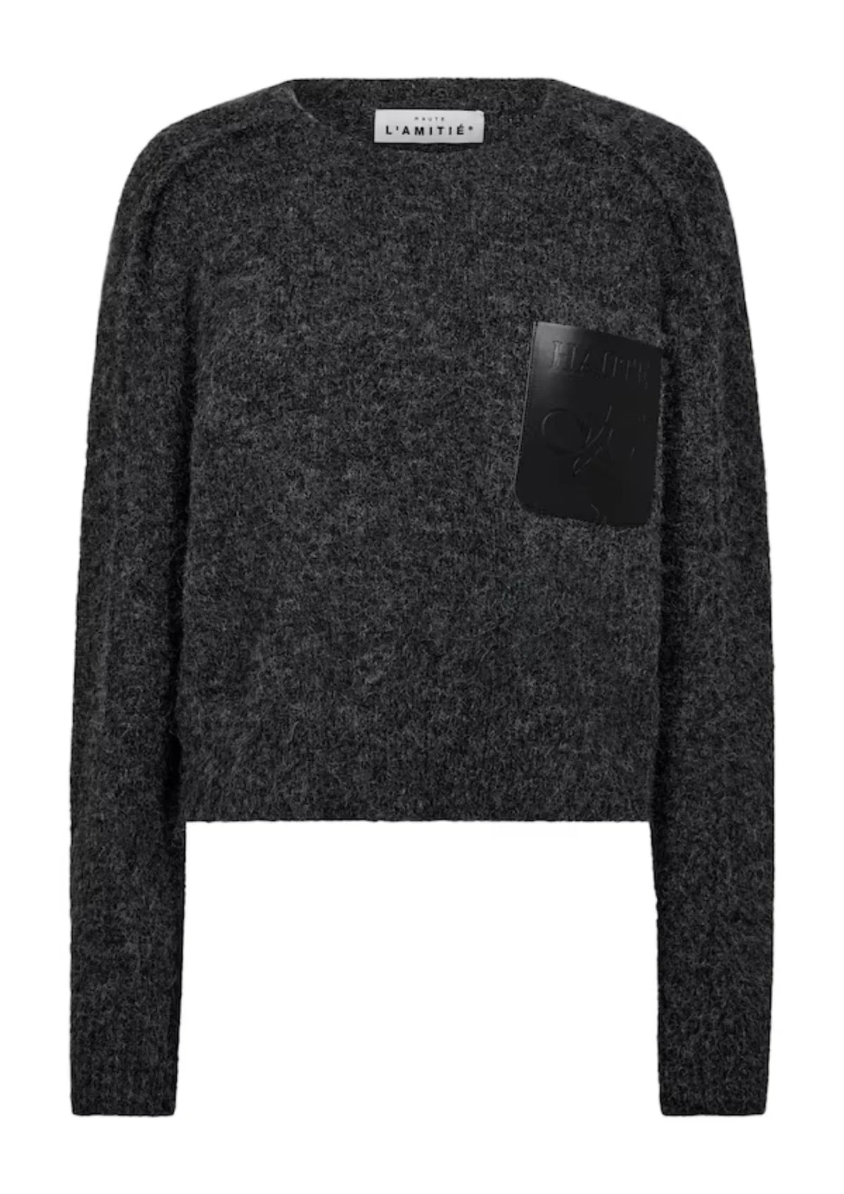 Darcia Reverse Crop Pocket Trui - Donkergrijs