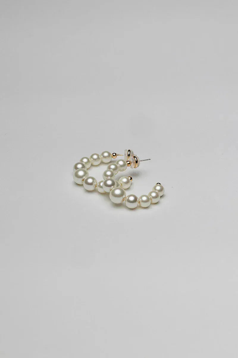 Bead Pearl Hoops - Goud