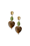 Brown Hearts Oorbellen - Groen/Bruin