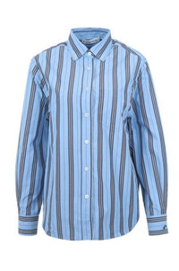 Button Down Stripe Blouse - Blauw