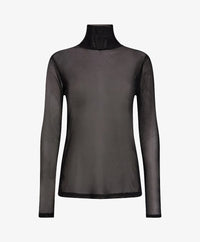 Mesh Turtle Neck Top - Zwart