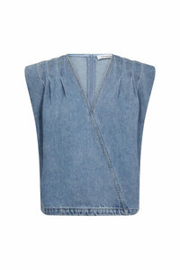 AsjaCC Wrap Top - Denim Blauw