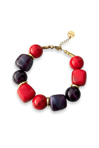 Color Block Armband - Rood/Paars