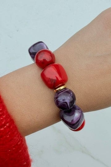 Color Block Armband - Rood/Paars