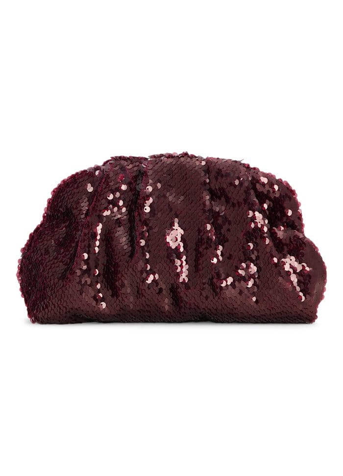 Sequin Clutch Tas - Bordeaux