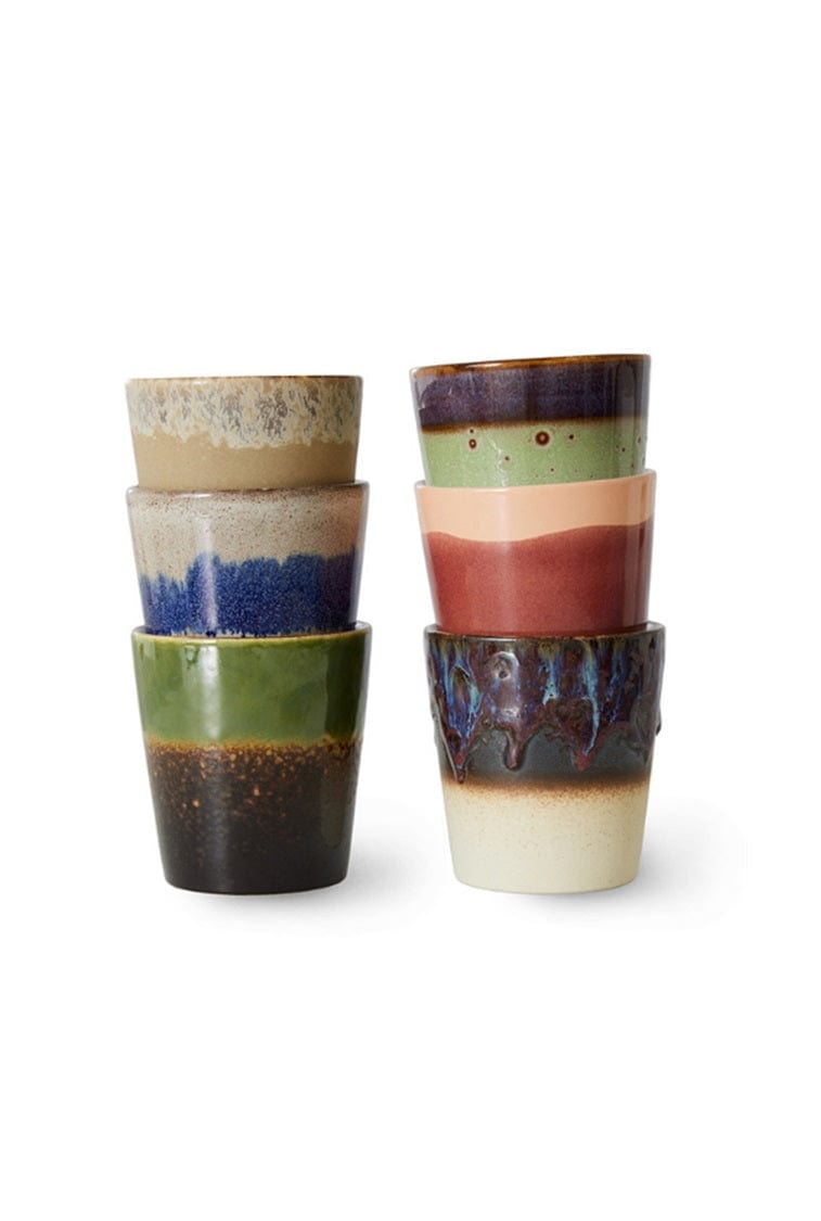 HKliving 70's ceramics Coffee Mokken - Grounding (Set van 6)