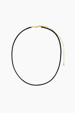Charm Leather Cord Ketting - Black/Gold