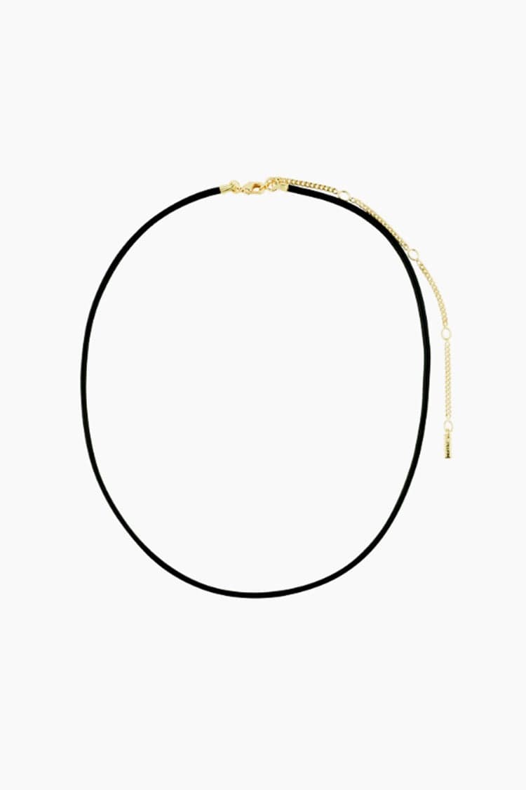 Charm Leather Cord Ketting - Black/Gold