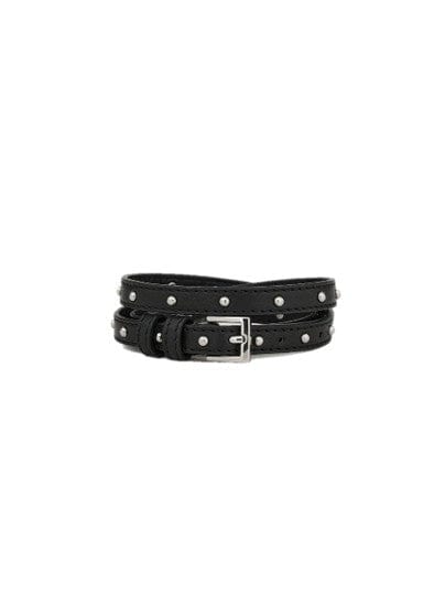 Nappa Stud Leren Riem - Zwart