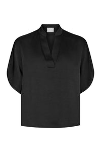 Anelle Satijnen Blouse - Zwart