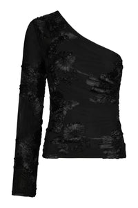 Friana Big Flower Mesh Top - Zwart