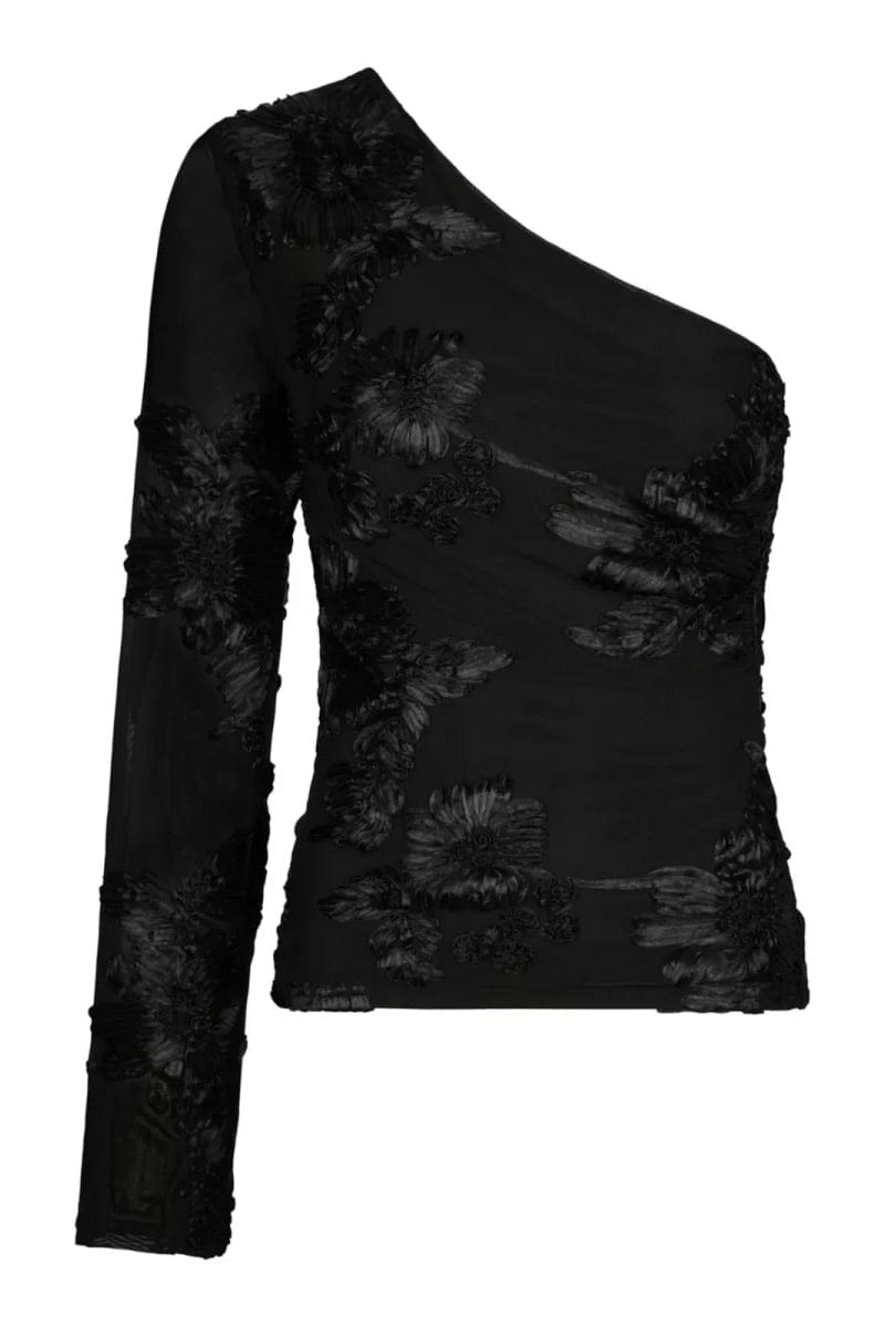 Friana Big Flower Mesh Top - Zwart