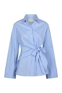 Helisa Gestreepte Blouse - Licht Blauw