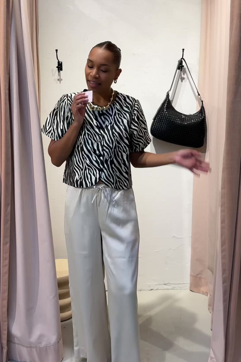 Sebba Satijnen Pantalon - Beige