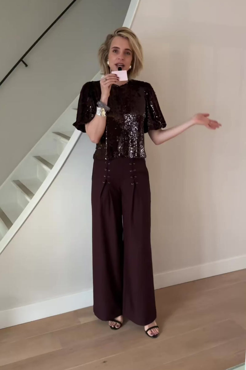 LunaCC Eyelet Pantalon - Wijnrood